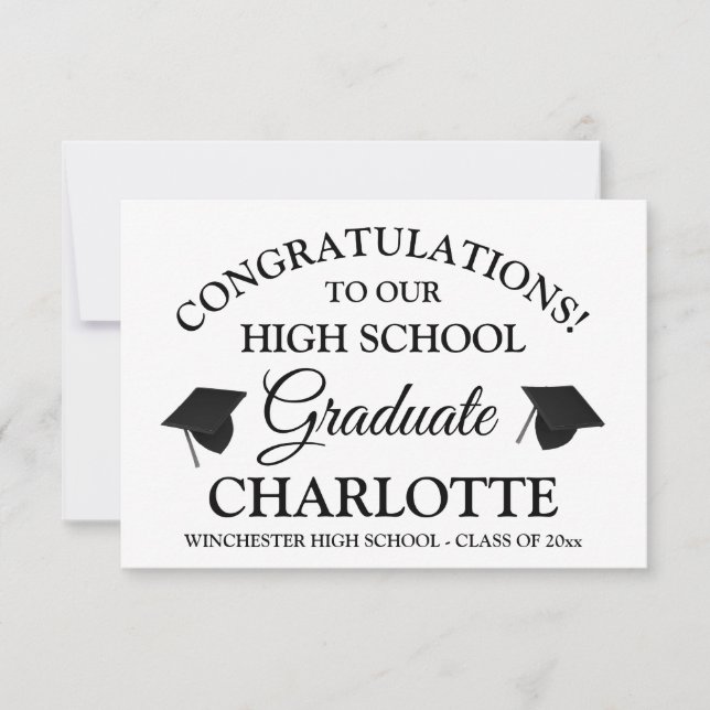 Congratulations to our graduate black white custom card (Front)
