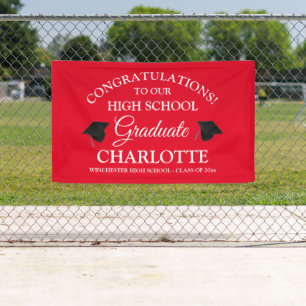 Congratulations to our graduate custom red banner