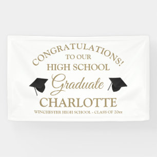 Congratulations to our graduate custom white gold banner