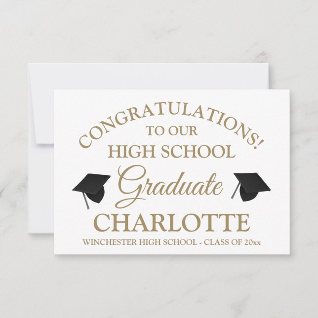 Congratulations to our graduate gold white custom card (Front)