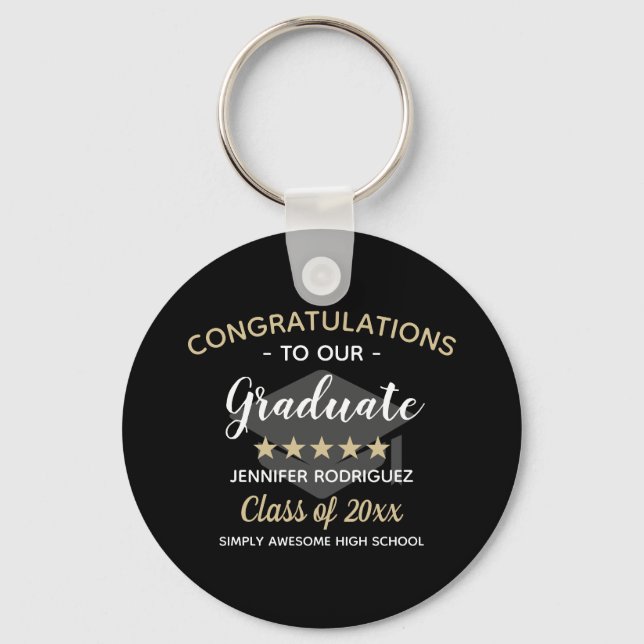 Congratulations To Our Graduate Graduation Party Key Ring (Front)