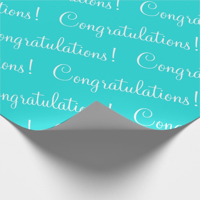 Congratulations Turquoise Script Graduation Wrapping Paper (Corner)