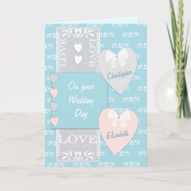 Congratulations turquoise Wedding Day greeting Card (Front)
