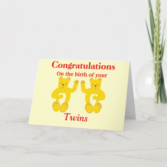 Congratulations Twins Birth Card personalise (Front)