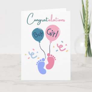 Congratulations Twins Boy and Girl Cute Baby Showe Card