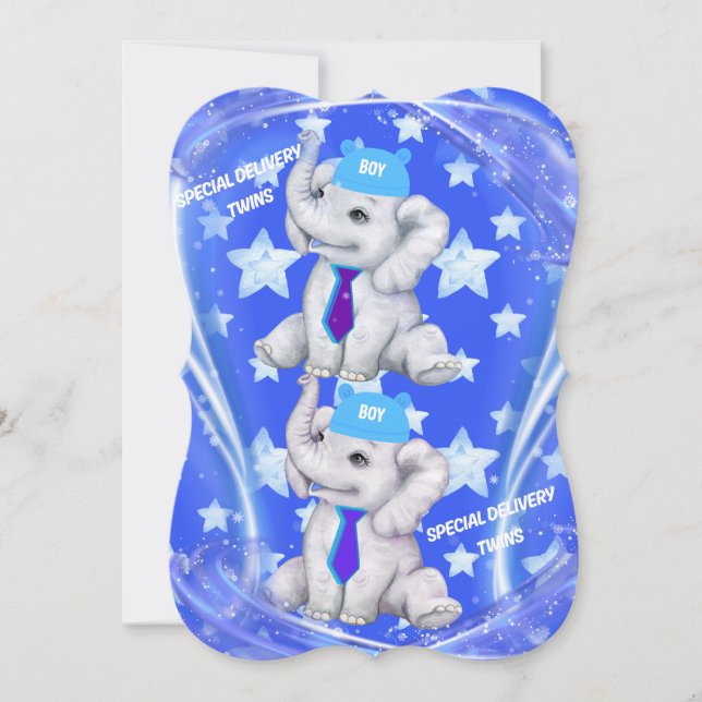 Congratulations Twins Boy Flat Greeting Card (Front)
