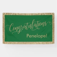 Congratulations Typography Gold Glitter and Green
