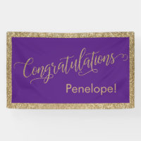 Congratulations Typography Gold Glitter and Purple