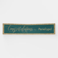 Congratulations Typography Gold Glitter and Teal