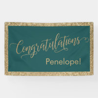 Congratulations Typography Gold Glitter and Teal