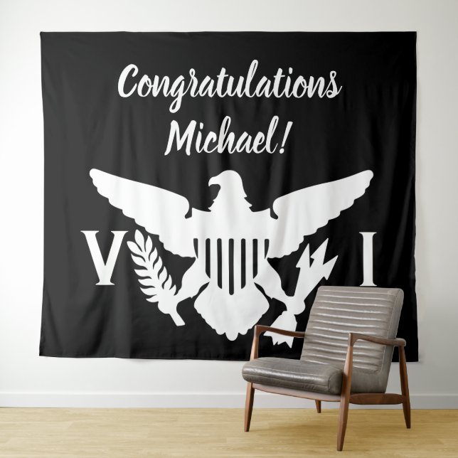 Congratulations US Virgin Islands Flag Black White Tapestry (In Situ (Horizontal))