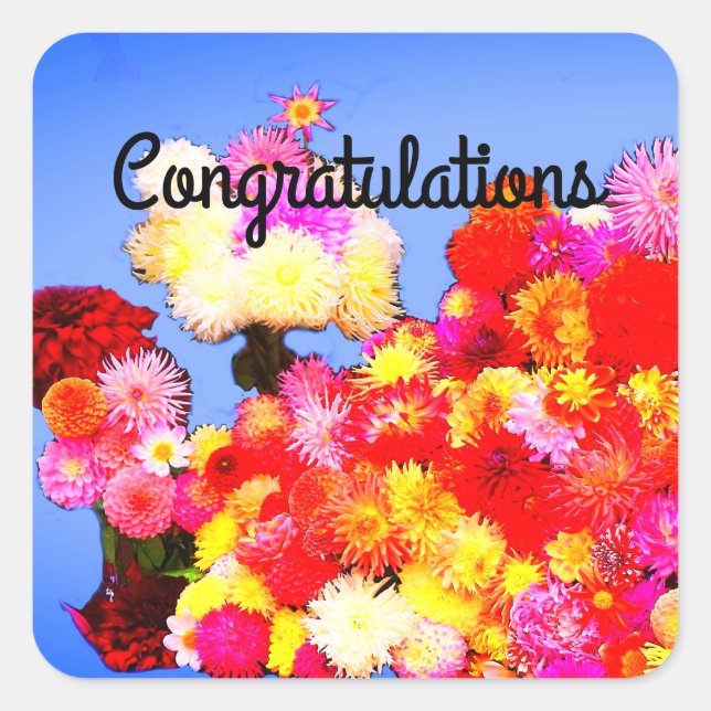 Congratulations Various Dahlias #2-1 Stickers (Front)