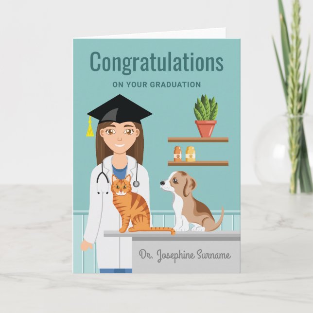 Congratulations Veterinarian Vet DVM Graduation Card (Front)