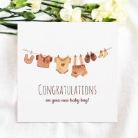 Congratulations-Watercolor Boho Baby Clothes  