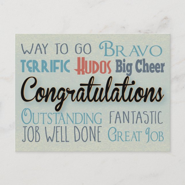 Congratulations - Way To Go Postcard (Front)