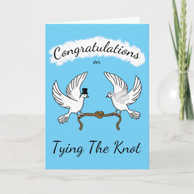 Congratulations Wedding Card Doves Tying The Knot (Front)