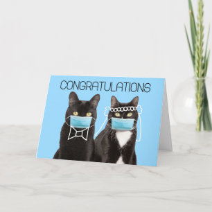 Congratulations Wedding Cats in Covid-19 Face Mask Card