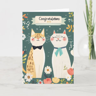 Congratulations Wedding Cute Cats Holiday Card