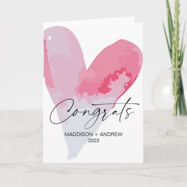 Congratulations Wedding Engagement Gift Heart Card (Front)