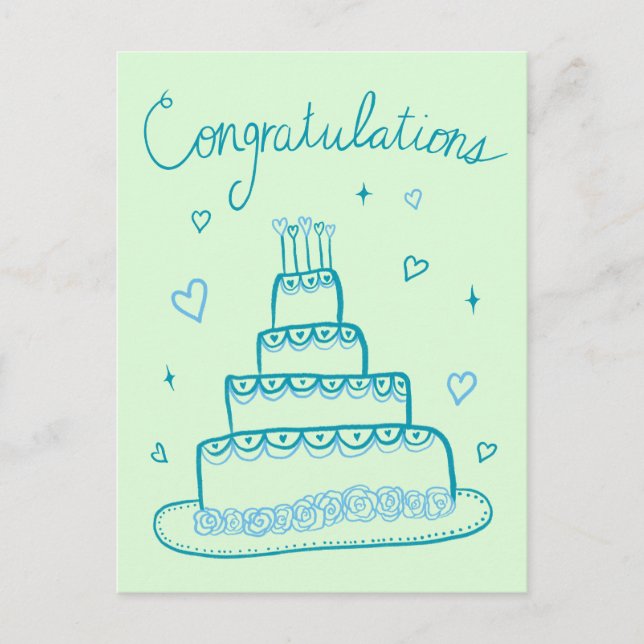 Congratulations Wedding Engagement Sketch Doodle  Postcard (Front)
