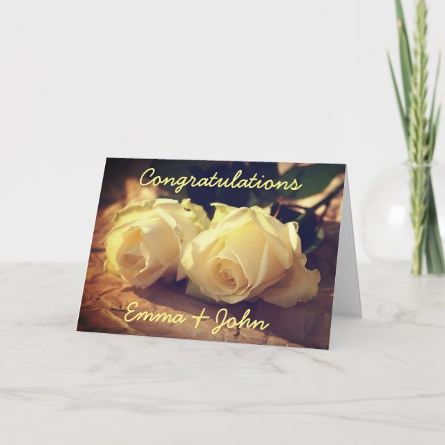 Congratulations Wedding Roses Personalised Card (Front)