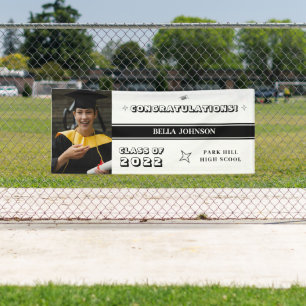 Congratulations White and Dark Monogram Banner