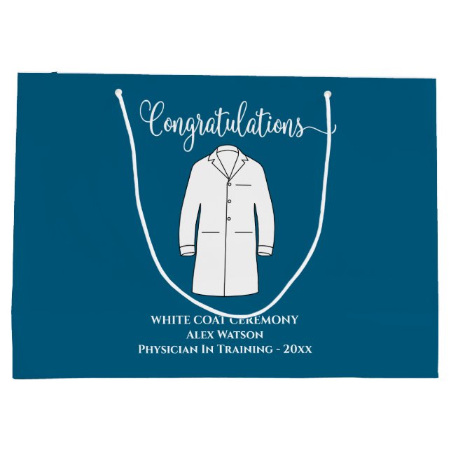 Congratulations White Coat Physician Doctor Large Gift Bag (Back)