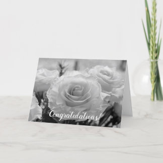 Congratulations White Roses Wedding Card
