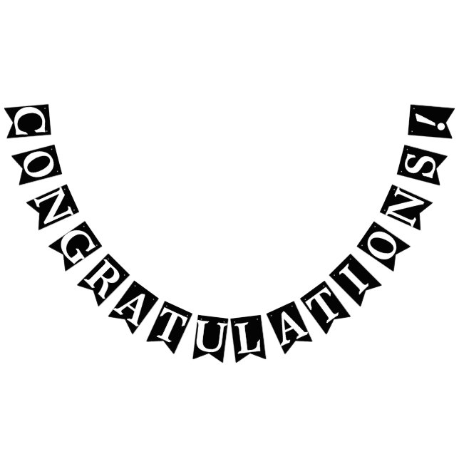 CONGRATULATIONS, White Text On Black Bunting (All)