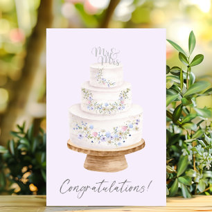 Congratulations Wildflower Wedding Cake Card