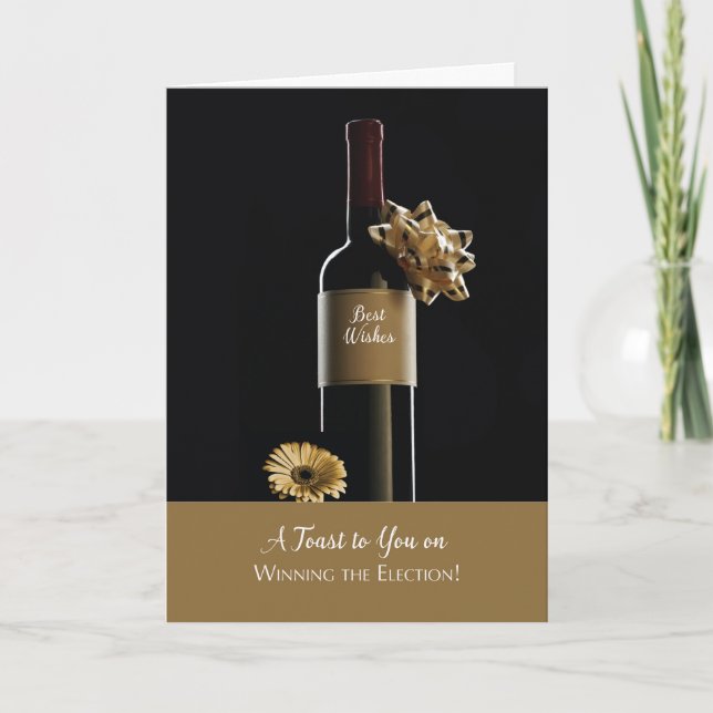 Congratulations Winning the Election Wine Bottle Card (Front)