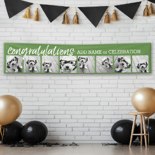 Congratulations with 8 Photo Collage Custom Text Banner