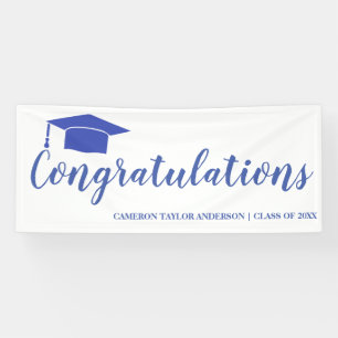Congratulations with Black Grad Cap Graduation Ban Banner