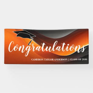 Congratulations with Black Grad Cap Graduation Banner