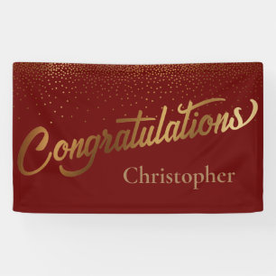 Congratulations with Gold Confetti Burgundy Banner