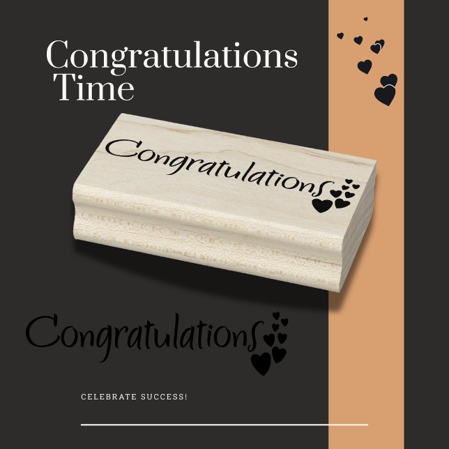 Congratulations with Hearts Rubber Stamp (Creator Uploaded)