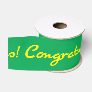 Congratulations Yellow Casual Script Grosgrain Ribbon