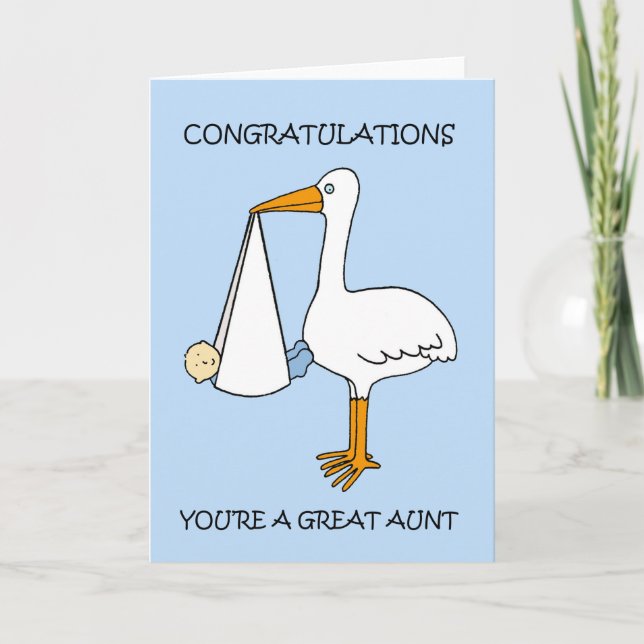Congratulations You're a Great Aunt to a Baby Boy. Card (Front)