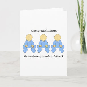 Congratulations you're Grandparents to triplet boy Card