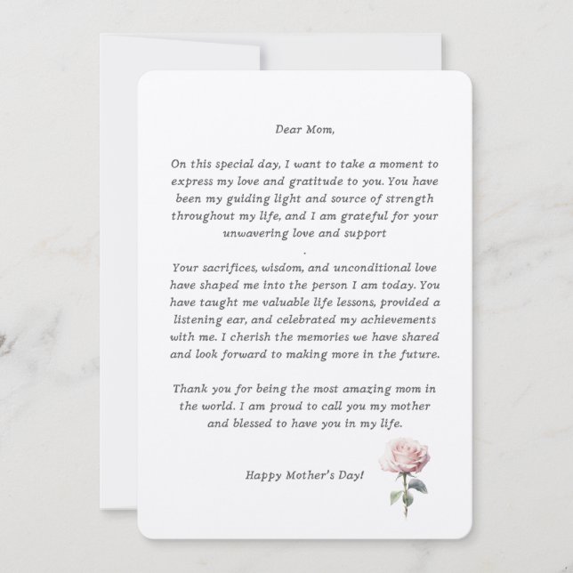 Congratulatory text for mum Happy Mother's Day Thank You Card (Front)