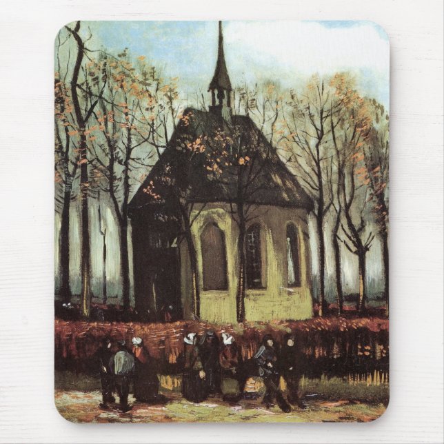 Congregation at Church, Nuenen by Vincent van Gogh Mouse Pad (Front)