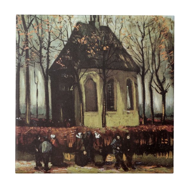 Congregation at Church, Nuenen by Vincent van Gogh Tile (Front)