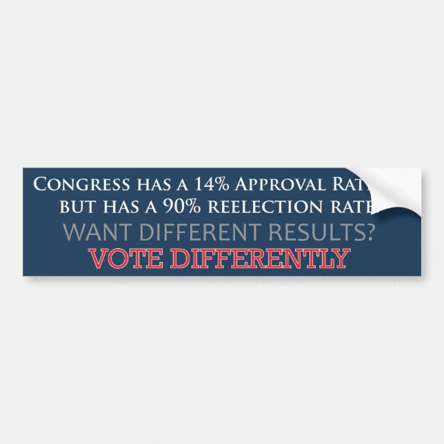 Congress Approval Rating VOTE DIFFERENTLY Bumper Sticker (Front)