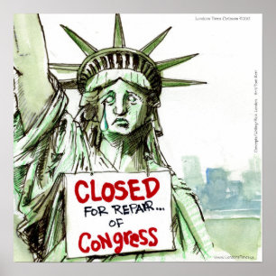 Congress LadyLiberty Closed 4 Repairs Funny Poste Poster