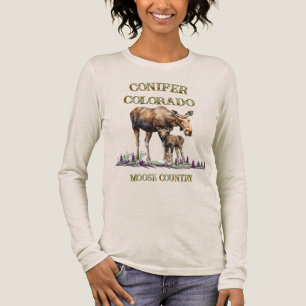 Conifer Mama and Baby Moose Tracks  Tri-Blend Shirt