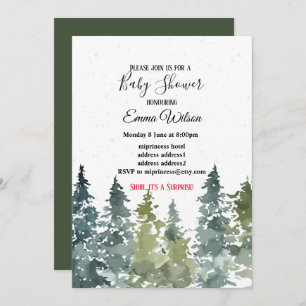 Conifer Pine Tree, baby shower invitation