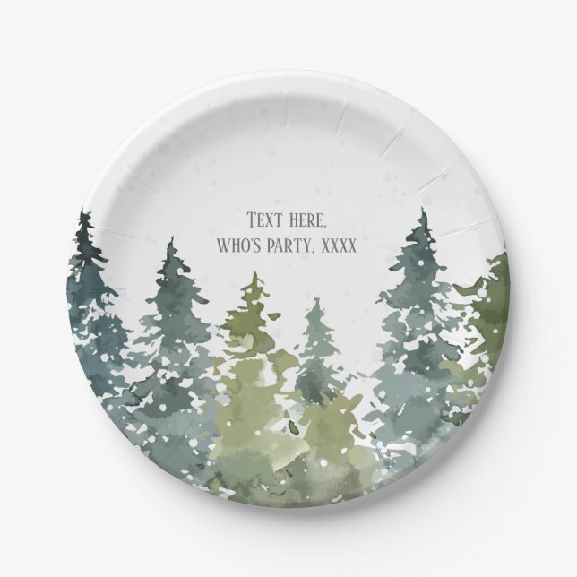 Conifer, Pine Tree, Evergreen Paper Plate (Front)