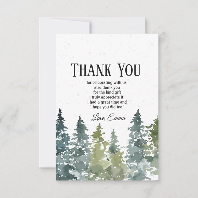 Conifer, Pine Tree, Evergreen Thank You Card (Front)