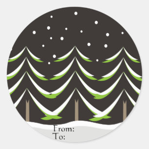 Conifers in Winter Classic Round Sticker