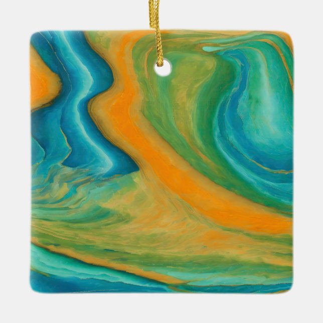 “Conil”. A Colourful Abstract Blend Ceramic Ornament (Front)